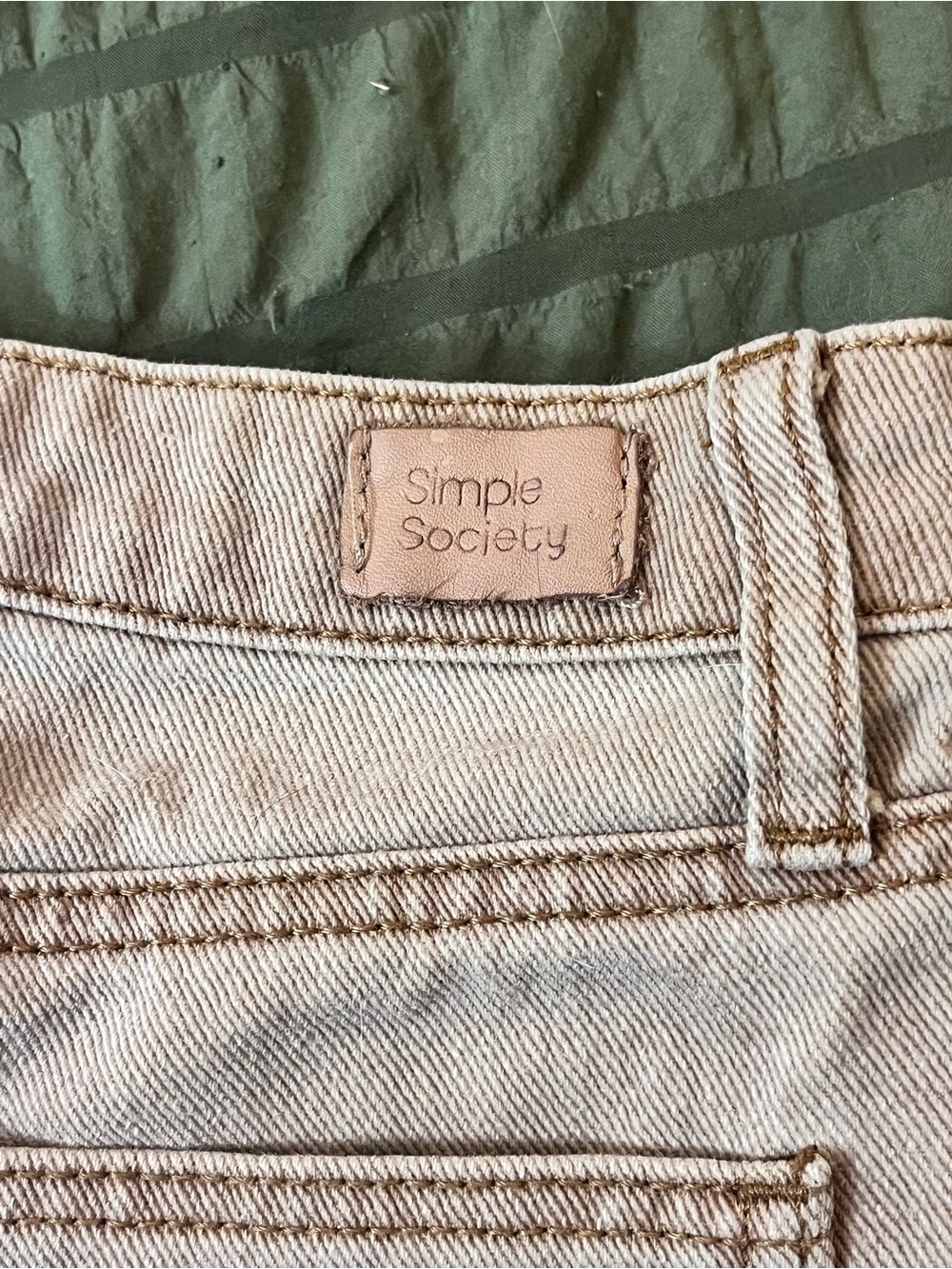 Simple Society 5/27 (XS) Tan High Rise Frayed Fringe Denim Shorts Western Boho - Picture 7 of 7